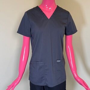 Cherokee Workwear Revolution Charcoal Gray Scrub Top | XS | Stretch